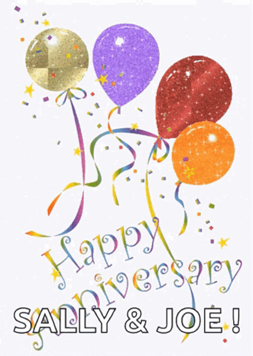 Balloon Glitter Happy Anniversary Sally And Joe GIF