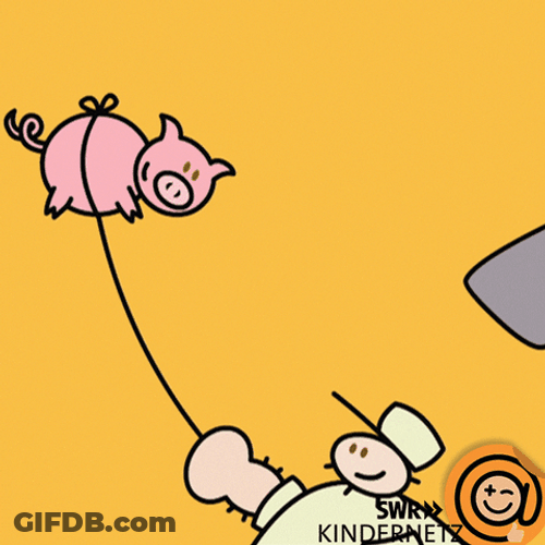 Balloon Pig Flies Attached To Rope GIF