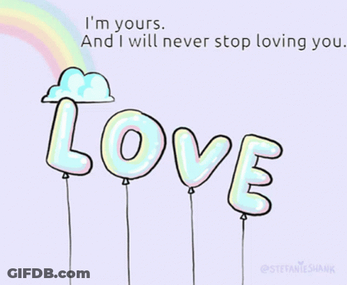 Balloons Spelling Love With Rainbow Background GIF