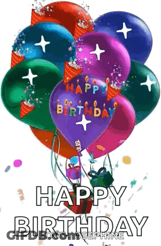 Balloons With Happy Birthday Words GIF
