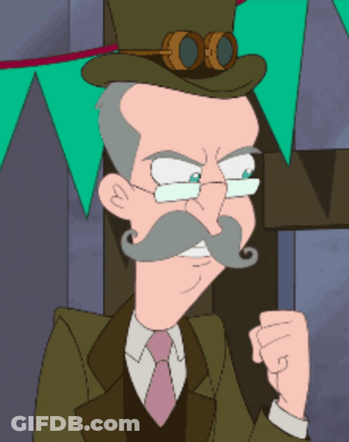 Balthazar Cavendish Shake Fist Milo Murphy Law GIF