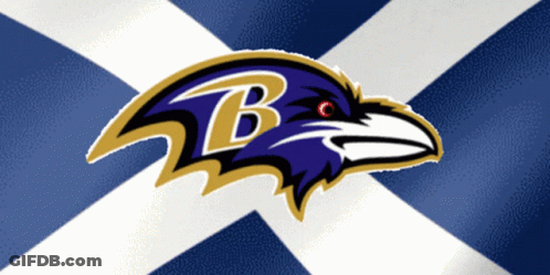 Baltimore Ravens Logo On Blue White Checkered Background GIF