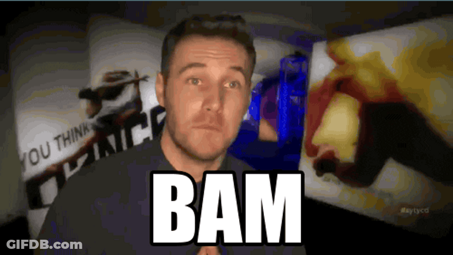 Bam I'm Out Cocky Guy GIF