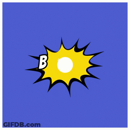 Bam In Black And White On Blue And Yellow GIF