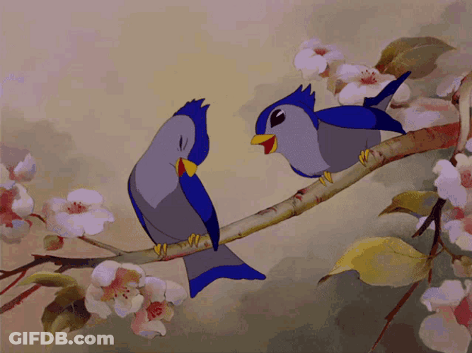 Bambi Disney Birds Snuggling GIF