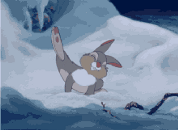 Bambi Thumper Rabbit Playing Snow Winter GIF