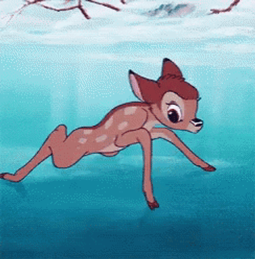 Bambi Walking On Ice GIF
