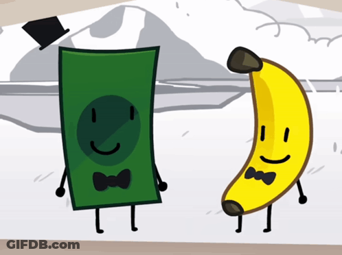 Banana And Dollar Bill Standing Together GIF
