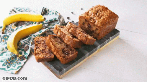 Banana Bread On Cutting Board GIF