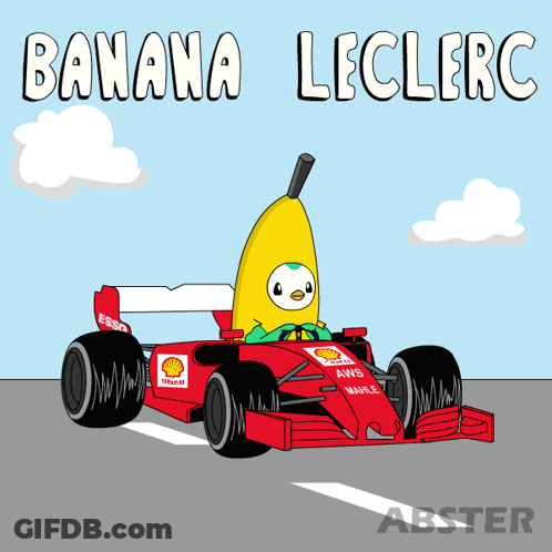 Banana Driving Red Race Car GIF