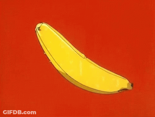 Banana Flying In Front Of Sunburst Background GIF