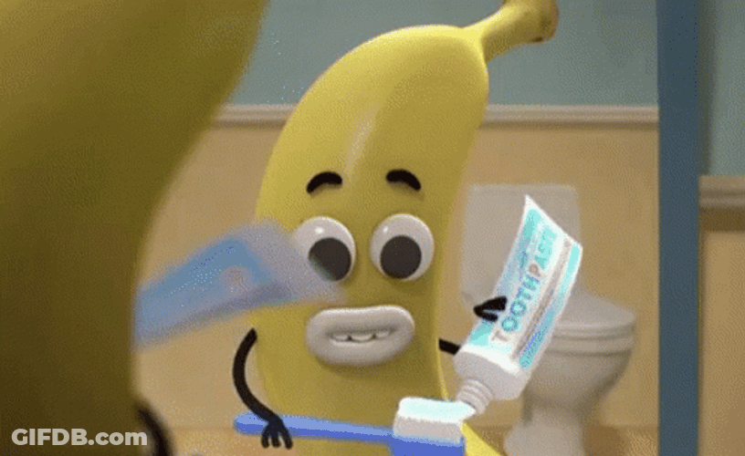 Banana Joe Brushing Teeth GIF