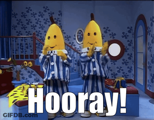 Banana Mascots In Pajamas Hooray GIF