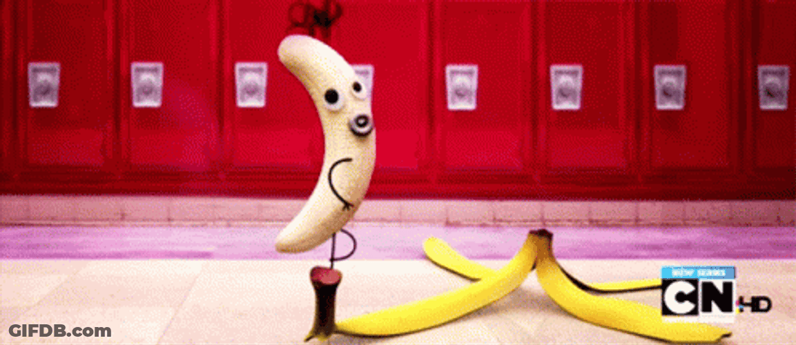 Banana Slipping On Own Peel GIF