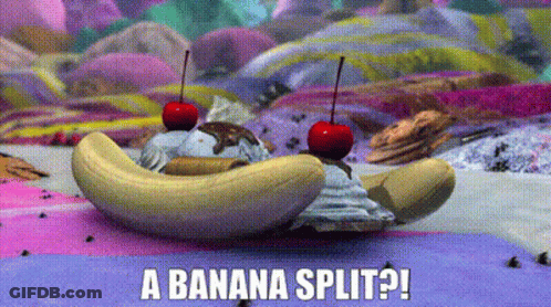 Banana Split With Ice Cream And Cherry GIF