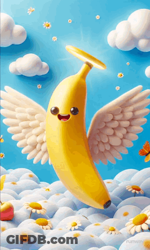 Banana With Angel Wings And Halo GIF