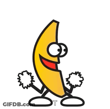 Banana With Arms Holding Cheerleader Pom Poms GIF