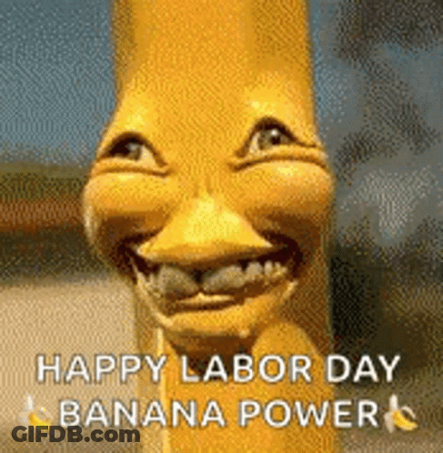 Banana With Face Smiling For Labor Day GIF
