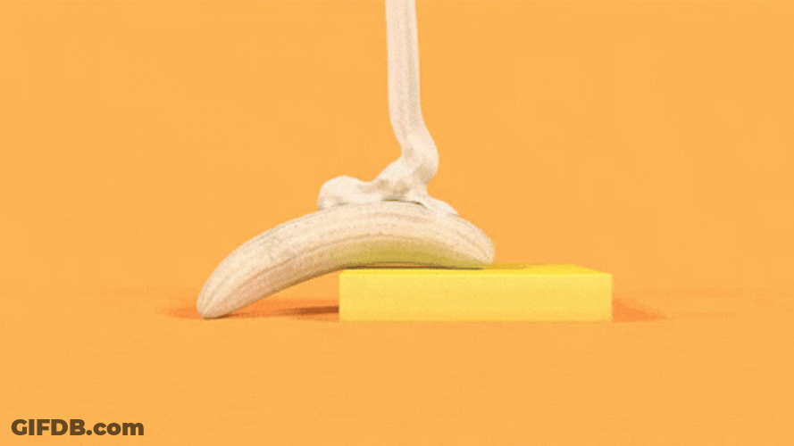 Banana With Whipped Cream GIF