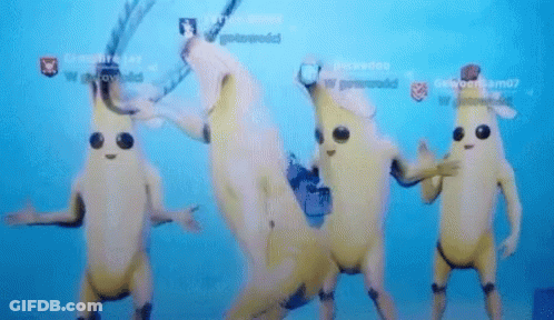 Bananas Dancing In Front Of Blue Screen GIF