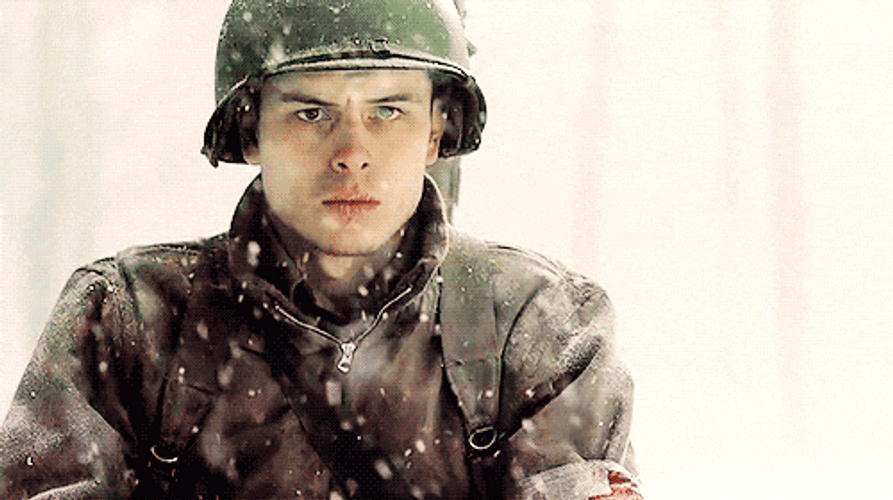 Band Of Brothers Eugene Roe Standing Through Snow GIF