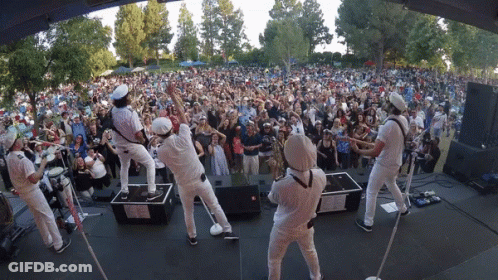 Band Performing On Stage Before Crowd GIF