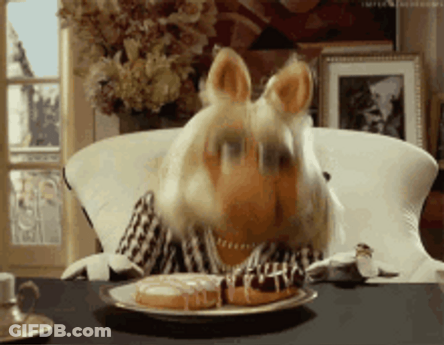 Bang Head Desk Table Miss Piggy Donuts GIF
