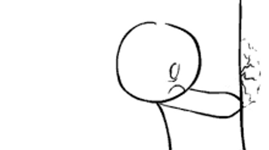 Bang Head Doodle Stickman Cracked Wall GIF