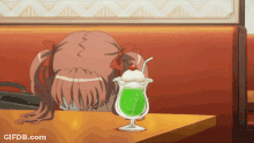 Bang Head Table Anime Girl Cafe GIF
