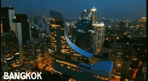 Bangkok Night Aerial View With Large Building GIF