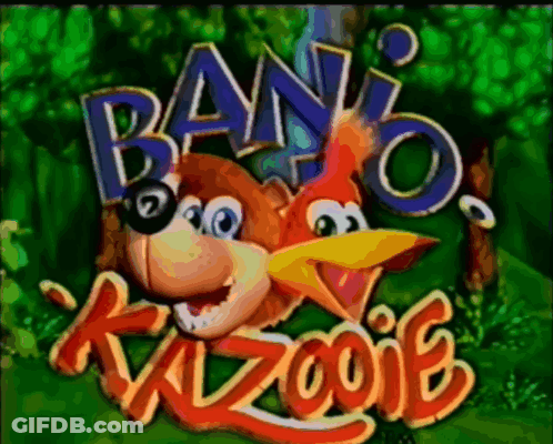 Banjo Kazooie Video Game With Monkey And Bird GIF