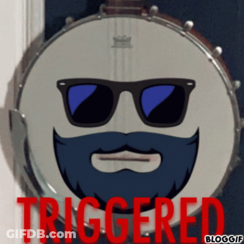 Banjo With Beard And Sunglasses Saying Triggered GIF