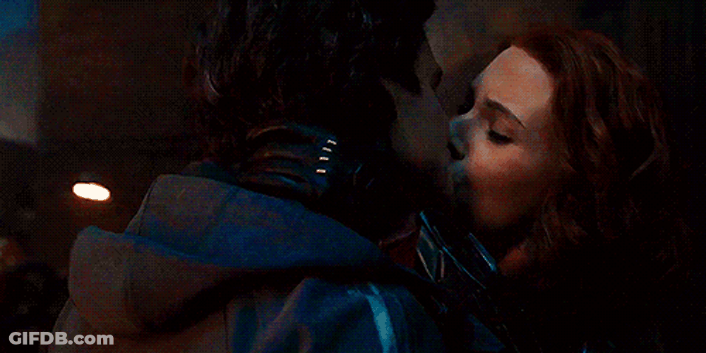 Banner Hulk's Human Kissing Black Widow GIF