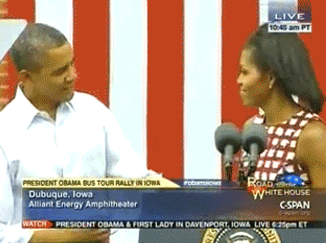 Barack And Michelle Obama Kiss GIF