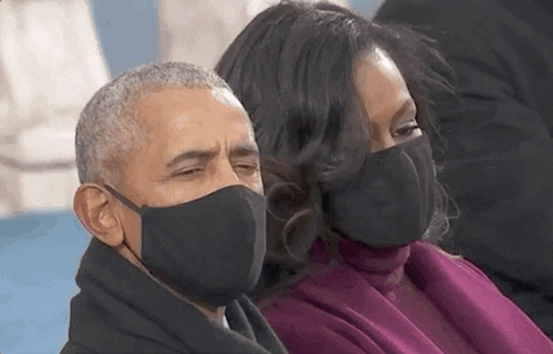 Barack And Michelle Obama Wearing Face Mask GIF