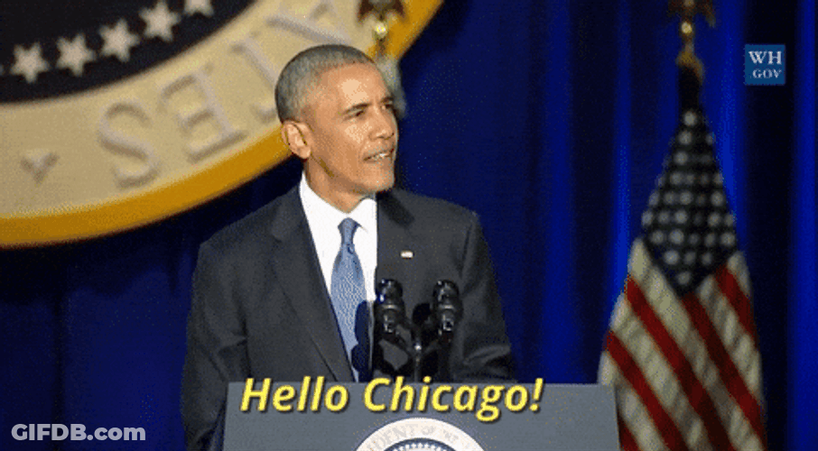 Barack Obama Hello Chicago GIF