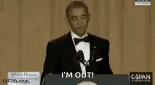 Barack Obama Is Giving A Speech In Front Of A Microphone And Says I 'M Out . GIF