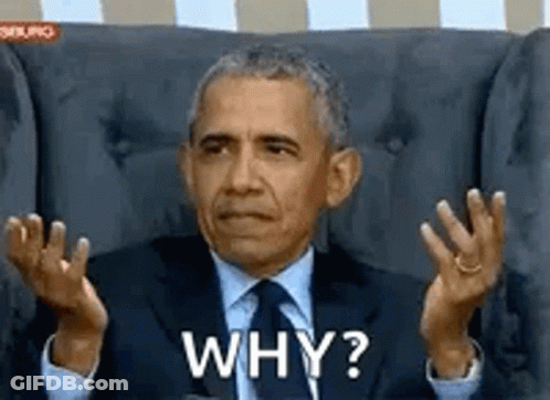 Barack Obama Is Sitting In A Chair Making A Funny Face While Asking Why . GIF