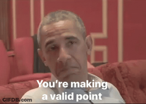 Barack Obama Is Sitting On A Red Couch And Saying You 'Re Making A Valid Point . GIF