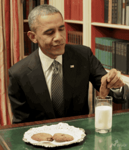 Barack Obama Milk And Cookies GIF