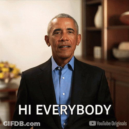 Barack Obama Says Hi Everybody In Front Of A Youtube Originals Logo GIF