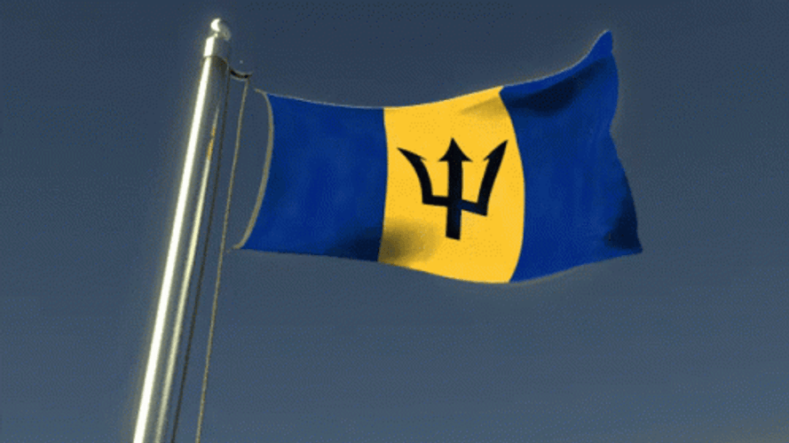 Barbados Waving On Flag Pole GIF