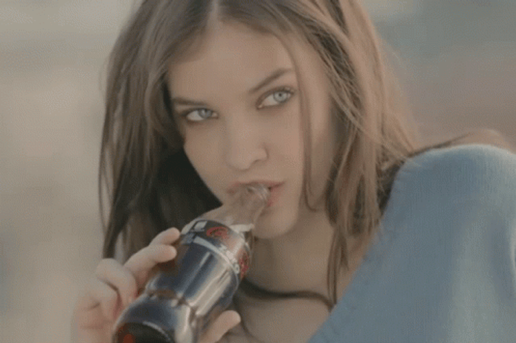 Barbara Palvin Drinking Coca Cola GIF