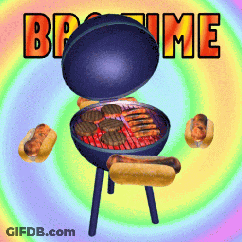 Barbecue Grill With Hamburgers And Hot Dogs GIF