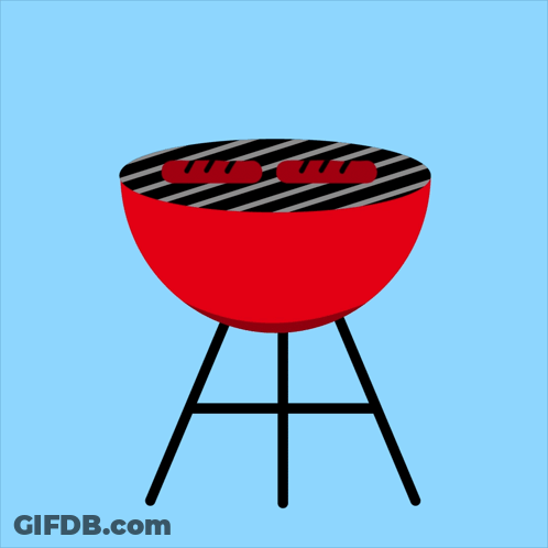 Barbecue Grill With Hot Dogs Cooking GIF