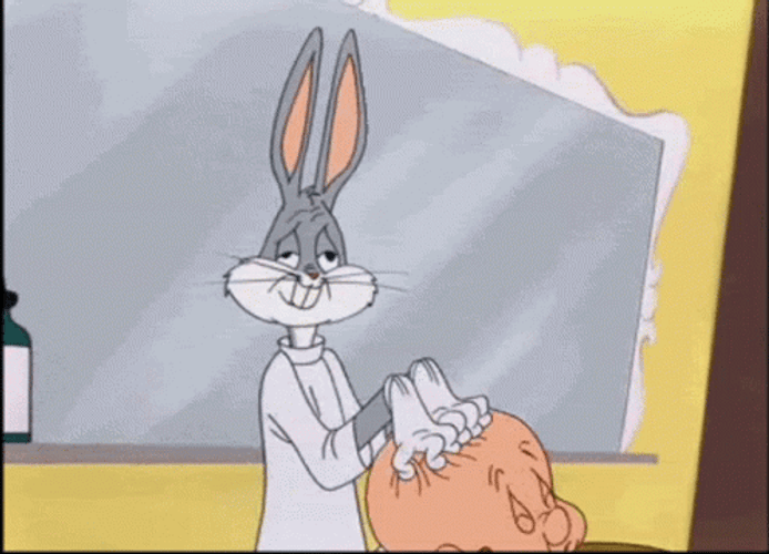 Barber Bugs Massaging Elmer Fudd GIF