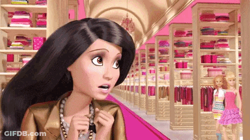 Barbie Doll In Closet With Clothes GIF
