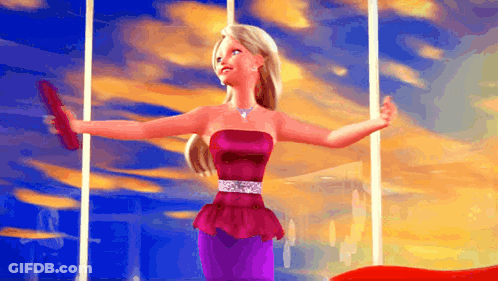 Barbie Doll In Pink And Purple Dress GIF