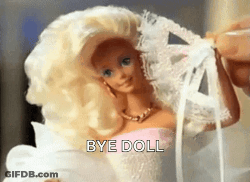 Barbie Doll In Wedding Dress Holding Garter GIF