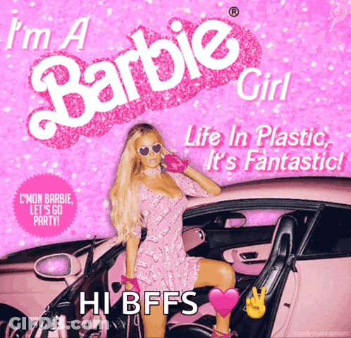 Barbie Girl Sitting In Pink Car GIF